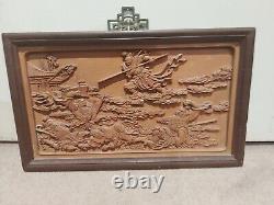 First Part of 20th Century China Huangyang wood carving Panel L24cm W38cm