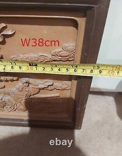 First Part of 20th Century China Huangyang wood carving Panel L24cm W38cm