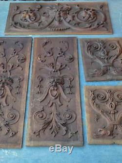 Five pieces of antique Italian carved wood paneling