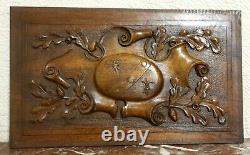 Fleur de lis oak leaf wood carving panel antique french architectural salvage