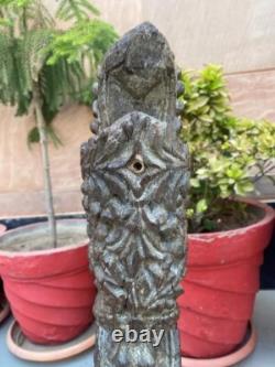 Floral Statue Bracket 1700's Antique Wood Hand Carved Painted Panel With Stand