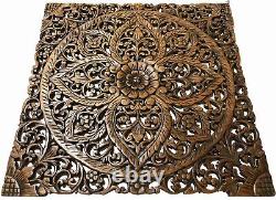 Floral Wood Carved Wall Art Panel. Decorative Bali Asian Home Decor Headboard