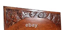 Flower art deco wood carving panel 23.94 in Antique French architectural salvage