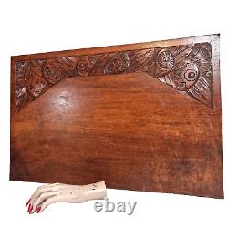 Flower art deco wood carving panel 23.94 in Antique French architectural salvage