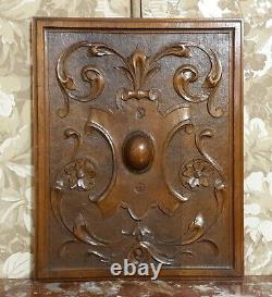 Flower scroll leaves carved wood panel Antique french architectural salvage 18