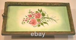 Folk Art Oil Painting in Antique Wood Carved Cherub Frame Artist Signed and Sold