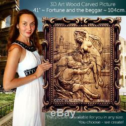 Fortune and the beggar Wood carved 3D orthodox icon panel decor