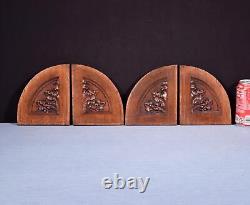 Four Gothic Carved Architectural Panels/Trim in Solid Oak Wood Salvage