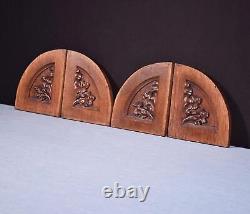 Four Gothic Carved Architectural Panels/Trim in Solid Oak Wood Salvage