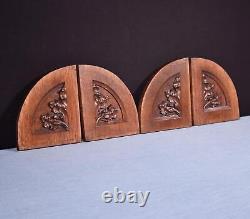 Four Gothic Carved Architectural Panels/Trim in Solid Oak Wood Salvage