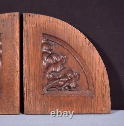 Four Gothic Carved Architectural Panels/Trim in Solid Oak Wood Salvage