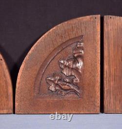 Four Gothic Carved Architectural Panels/Trim in Solid Oak Wood Salvage