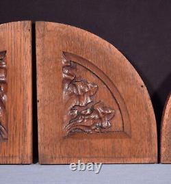 Four Gothic Carved Architectural Panels/Trim in Solid Oak Wood Salvage