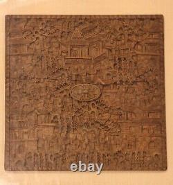 Framed Chinese Qing Dynasty Export Wood Carved Panel