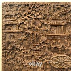 Framed Chinese Qing Dynasty Export Wood Carved Panel