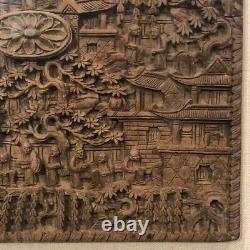 Framed Chinese Qing Dynasty Export Wood Carved Panel