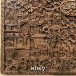 Framed Chinese Qing Dynasty Export Wood Carved Panel