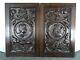 French Antique A Pair Of Deep Carved Architectural Oak Wood Panel Gothic 19th 1