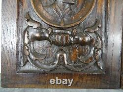 French Antique A Pair of Deep Carved Architectural Oak Wood Panel Gothic 19th 1