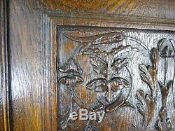 French Antique Architectural Hand Carved Oak Wood Cabinet Door Panel Musketeer