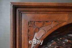French Antique Architectural Large Deep Hand Carved Walnut Wood Door Panel