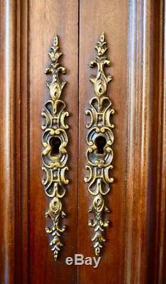 French Antique Architectural Pair of Carved Salvaged Wood Cupboard Door Panel