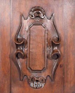 French Antique Architectural Panel Door Solid Walnut Wood Salvage Carved