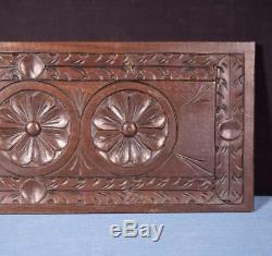 French Antique Breton Hand Carved Architectural Panel Solid Chestnut Wood