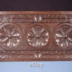 French Antique Breton Hand Carved Architectural Panel Solid Chestnut Wood