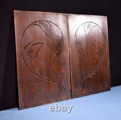 French Antique Breton Hand Carved Architectural Panels Solid Chestnut Wood