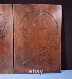 French Antique Breton Hand Carved Architectural Panels Solid Chestnut Wood