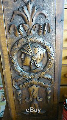 French Antique Carved Architectural Panel Door Solid Walnut Wood