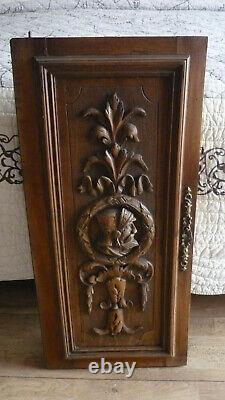French Antique Carved Architectural Panel Door Solid Walnut Wood with key