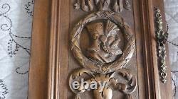 French Antique Carved Architectural Panel Door Solid Walnut Wood with key