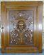 French Antique Carved Architectural Solid Oak Wood Panel Door With Face