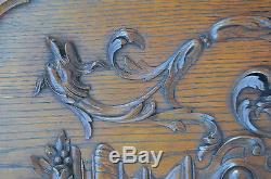 French Antique Carved Oak Wood Architectural Door Panel Gothic Chimeras Griffin
