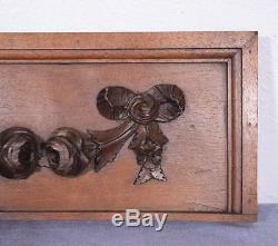 French Antique Carved Panel Solid Oak Wood with Roses Salvage