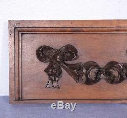 French Antique Carved Panel Solid Oak Wood with Roses Salvage
