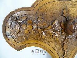 French Antique Carved Walnut Wood Wall Panel Flowers Roses