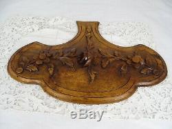 French Antique Carved Walnut Wood Wall Panel Flowers Roses