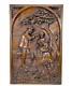 French Antique Country Scene Hand Carved Wood Wall Panel Art