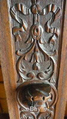 French Antique Deep Carved Architectural Panel Door Solid Oak Wood with Face