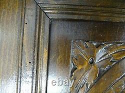 French Antique Deep Carved Architectural Solid Oak Wood Panel Door Castle Scene