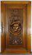 French Antique Deep Carved Architectural Solid Walnut Wood Panel Door With Face