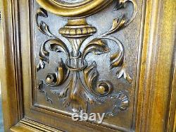 French Antique Deep Carved Architectural Solid Walnut Wood Panel Door with Face