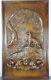 French Antique Deep Carved Architectural Walnut Wood Panel Fable De La Fontaine