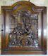 French Antique Deep Carved Large Panel Door Walnut Wood Scene In A Tavern