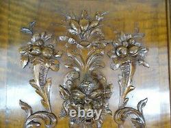 French Antique Deep Carved Panel Door Baccus/Green Man Face Walnut Wood 31T/ N1