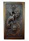 French Antique Deep Carved Panel Door Solid Oak Wood With Griffin Dragon Chimera