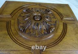 French Antique Deep Carved Walnut Wood Panel Salvage Rosette 1